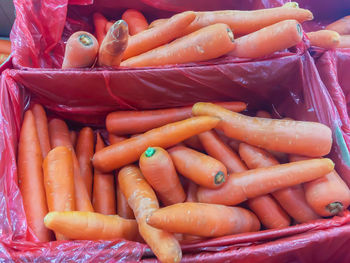 High angle view of vegetables in market