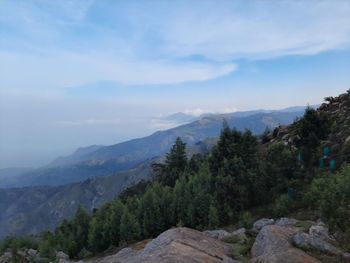 Beautiful scenic view from kodanad view point ooty of misty rain cloud hill mountain green forest