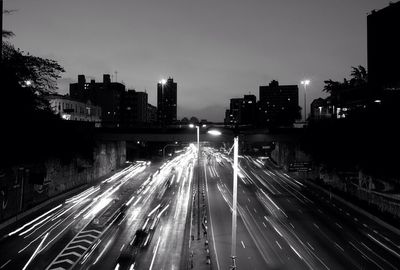 View of city street at night