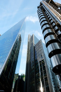 Low angle view of skyscrapers against sky