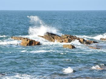 Waves breaking in sea