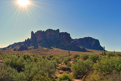 Scenic view of mountains against clear sky