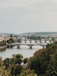 High angle view of bridge over river against sky