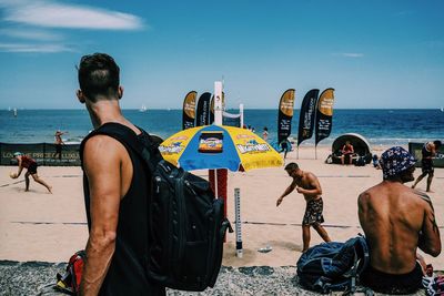 View of people on beach