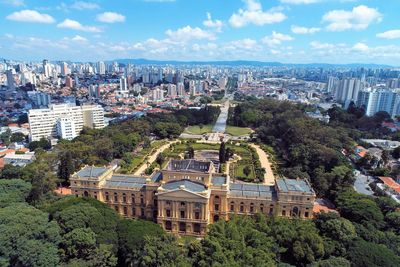 Aerial view of brazil's independence park and monument. ipiranga, são paulo, brazil