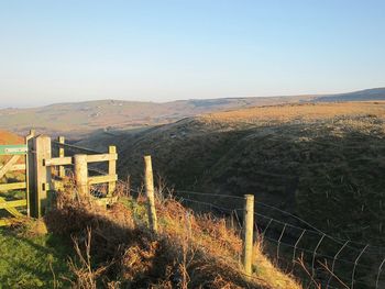 Scenic view of landscape against clear sky