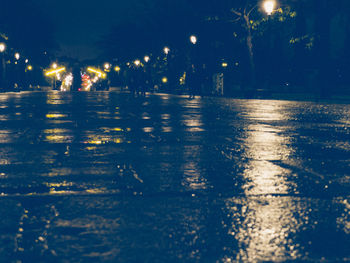 View of illuminated city at night
