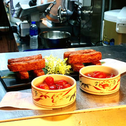 Close-up of food on table