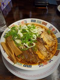 High angle view of food in bowl on table