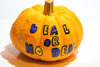 Close-up of pumpkin against white background