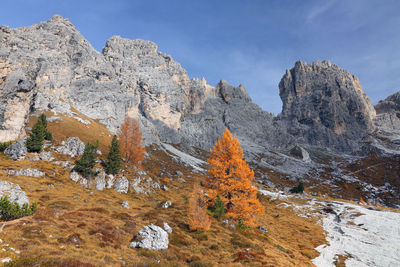 Scenic view of rocky mountains against sky