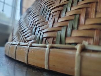 Close-up of wicker basket on table