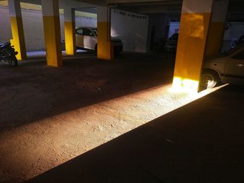 Illuminated corridor of building