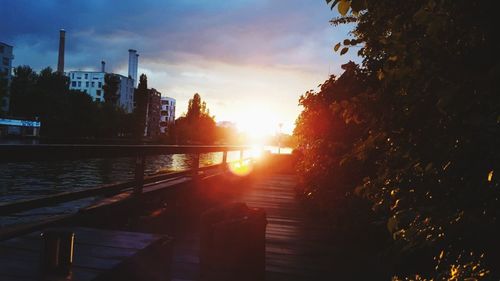 Scenic view of sunset over city