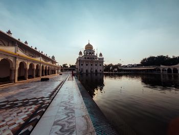 Reflection of building in water