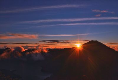 Scenic view of landscape against sky at sunset