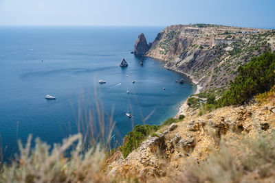 Fiolent , crimea - sea landscape. sea view - mountains surround. 