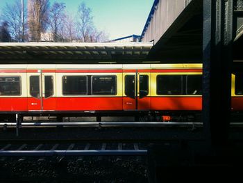 Train on railroad station platform