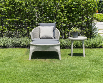 Empty chair in garden