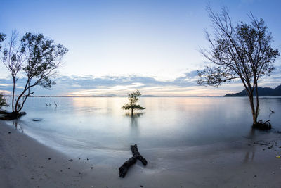 Scenic view of lake against sky