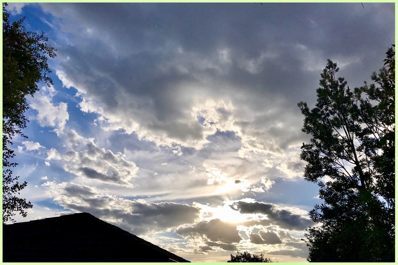 sky, cloud - sky, low angle view, no people, nature, outdoors, tree, beauty in nature, mountain, day