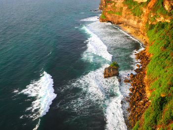 High angle view of sea waves