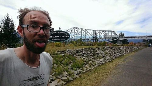 Portrait of woman against clear sky