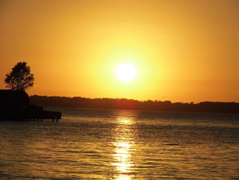 View of calm sea at sunset