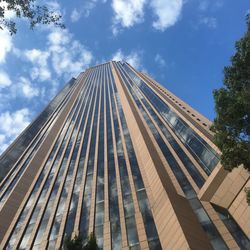 Low angle view of modern building against sky