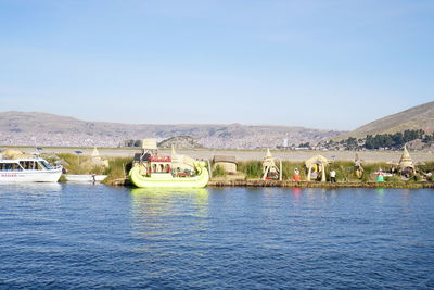 Scenic view of lake against clear sky