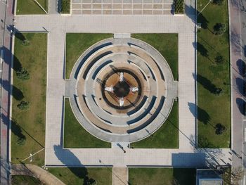 High angle view of fountain in park