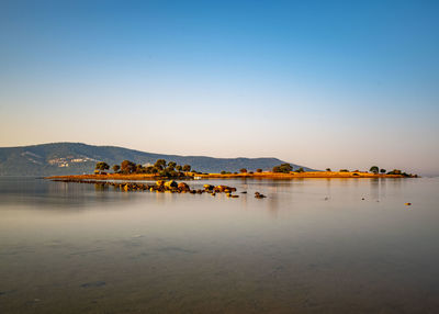 Scenic view of sea against clear sky