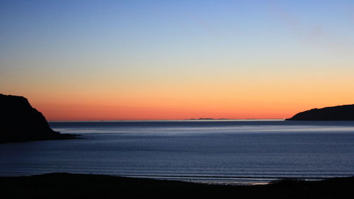 Scenic view of calm sea at sunset