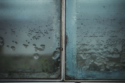Full frame shot of raindrops on window
