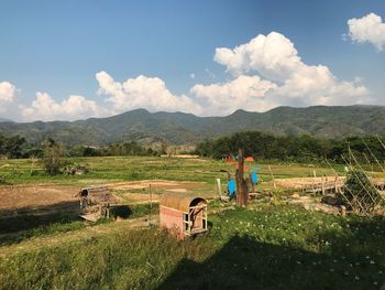 Agricultural field against sky