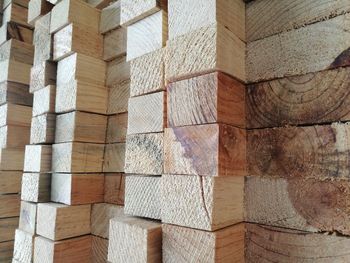 Full frame shot of stacked wood
