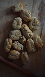 High angle view of bread on table