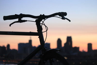 Close-up of cropped bicycle handlebar