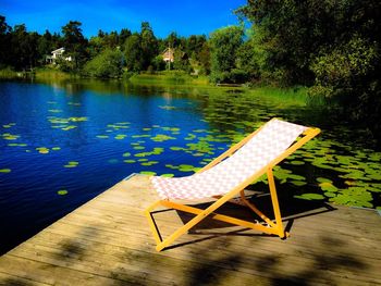 View of empty bench