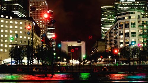 Illuminated city at night