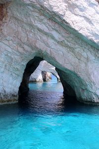 Scenic view of rock formation in sea