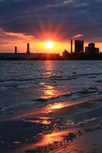 Scenic view of sea at sunset