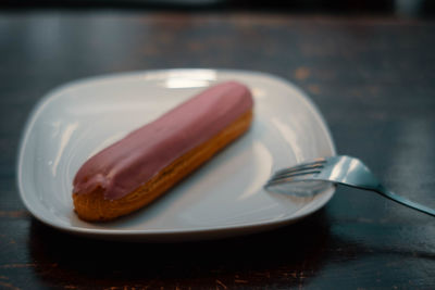 Close-up of dessert in plate on table