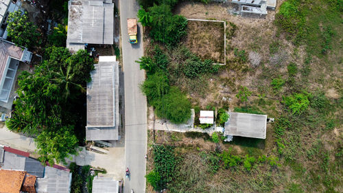 High angle view of street by building