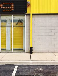 Closed door of building