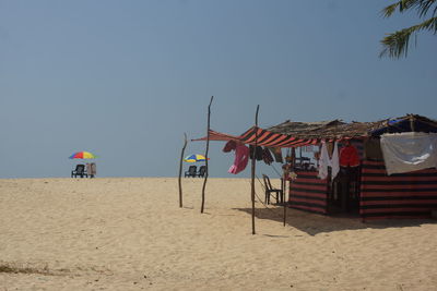 Beach umbrella against clear sky