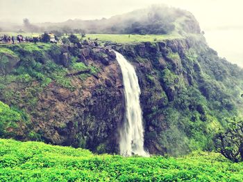 Scenic view of waterfall