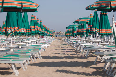 Low angle view of beach umbrella