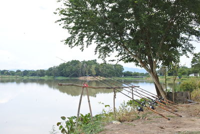 Scenic view of lake against sky