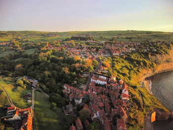 Robinhoods bay from the air in north yorkshire